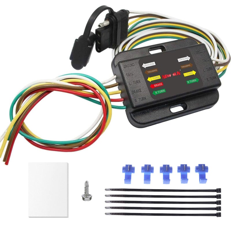 NEW SUNÂ® 3-Way to 2-Way Trailer Tail Light Converter - 100% Copper, 5-Wire to 4-Pin Flat Harness, Waterproof, Easy Install for Trucks, Towing Vehicles, Non-Powered Easy Installation - Image 1